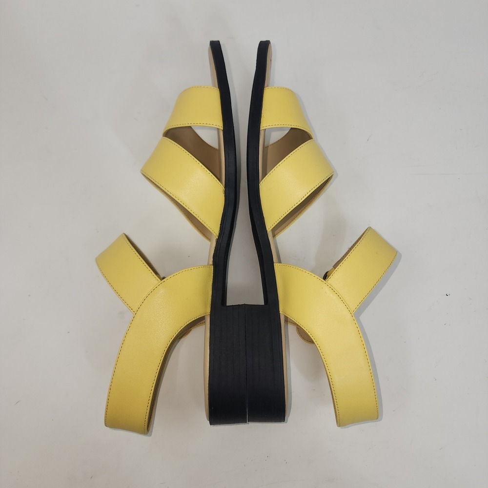 Madeline Stuart Pickles Sandals Womens 10M Yellow Leather Strappy Block Heel - Picture 8 of 11
